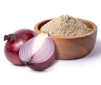 Red,Onion,Powder,In,Wooden,Bowl,And,Fresh,Onion,Isolated